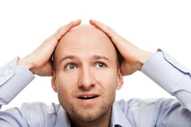 Amazed or surprised bald-headed man clipart