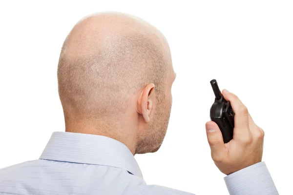 Security guard with walkie-talkie radio — Stock Photo, Image