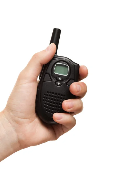Mano sosteniendo radio walkie-talkie — Foto de Stock