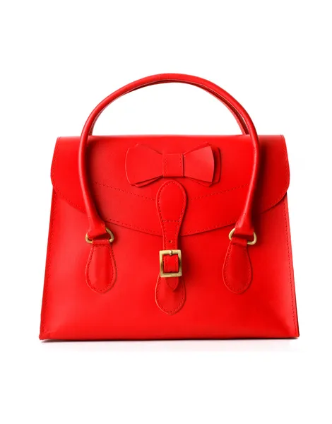 Red designer luxury leather bag — Stock Photo, Image