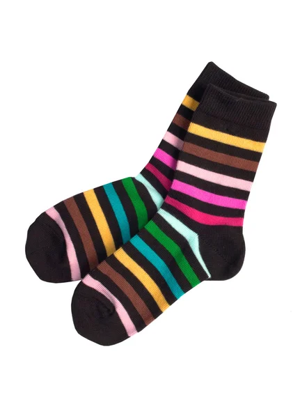 Пара детских полосатых носков — стоковое фото