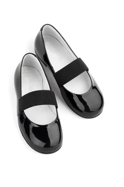 Siyah Parlatıcı deri kız ayakkabı — Stok fotoğraf