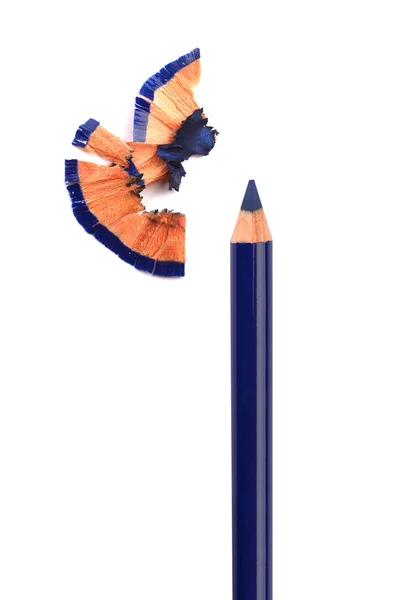 Affilatura cosmetica a matita con guscio su campione bianco e ictus Fotografia Stock