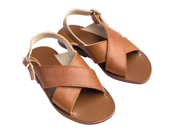 Kinderen zomer bruin lederen schoenen — Stockfoto