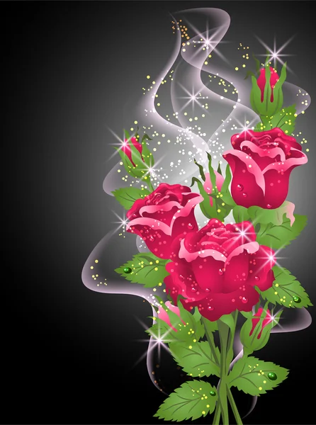 Τριαντάφυλλα, καπνό και αστέρια — Διανυσματικό Αρχείο