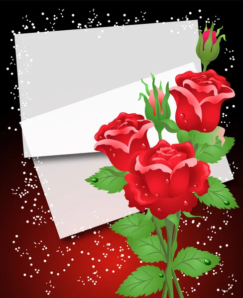 Τριαντάφυλλα και χαρτί — Διανυσματικό Αρχείο