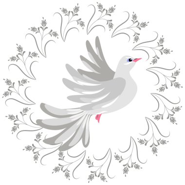 Dove and round ornament clipart