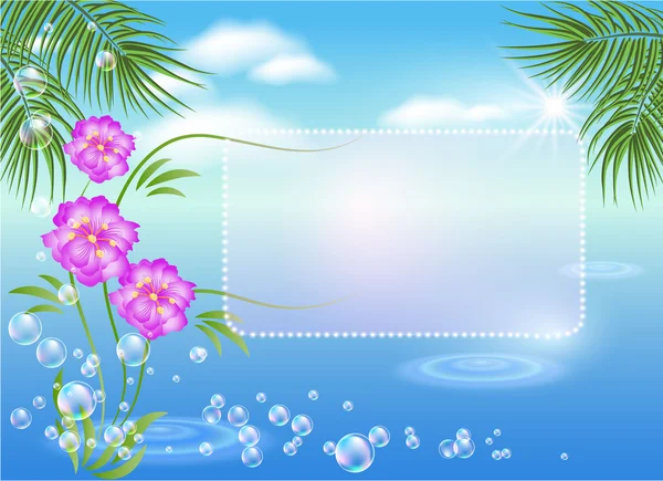 Marine landscape with frame — Stock Vector