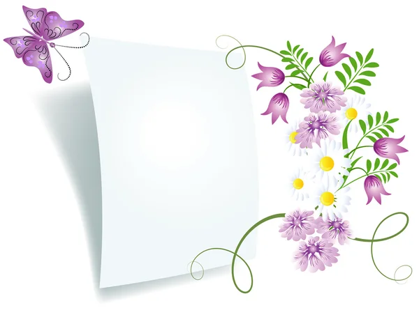Floral achtergrond met papier — Stockvector