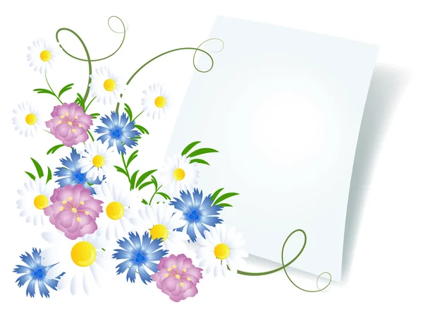 Floral achtergrond met papier — Stockvector