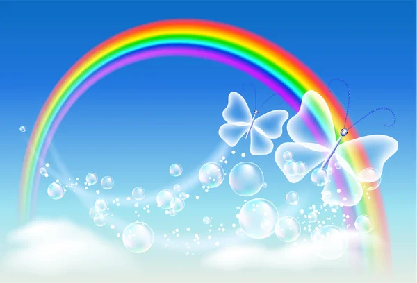 彩虹和蝴蝶 — 图库矢量图片