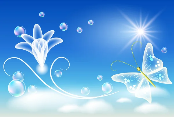 透明花和泡沫 — 图库矢量图片