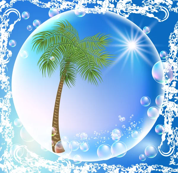 Palmen en bubbels — Stockvector