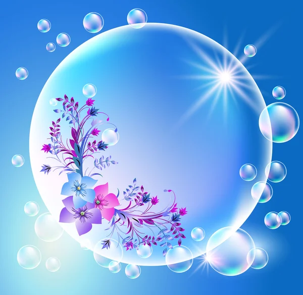 Bubbles with flowers — Stock Vector