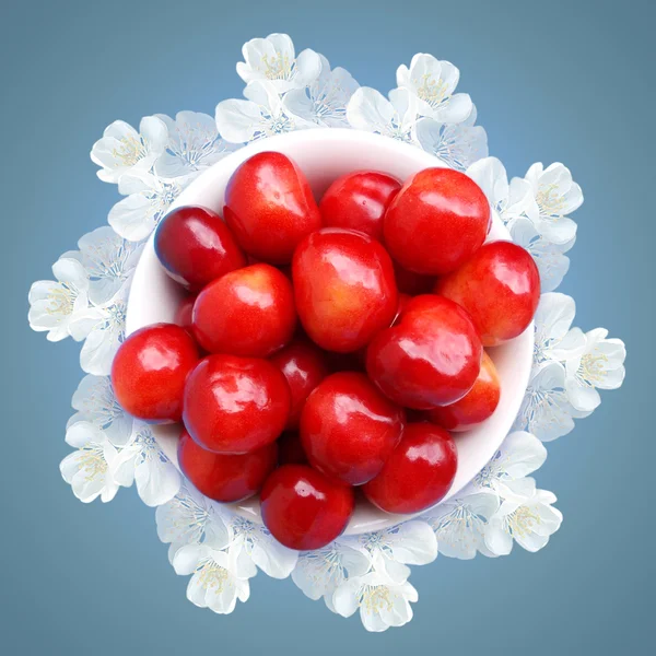 Cseresznye a tányéron — Stock Fotó
