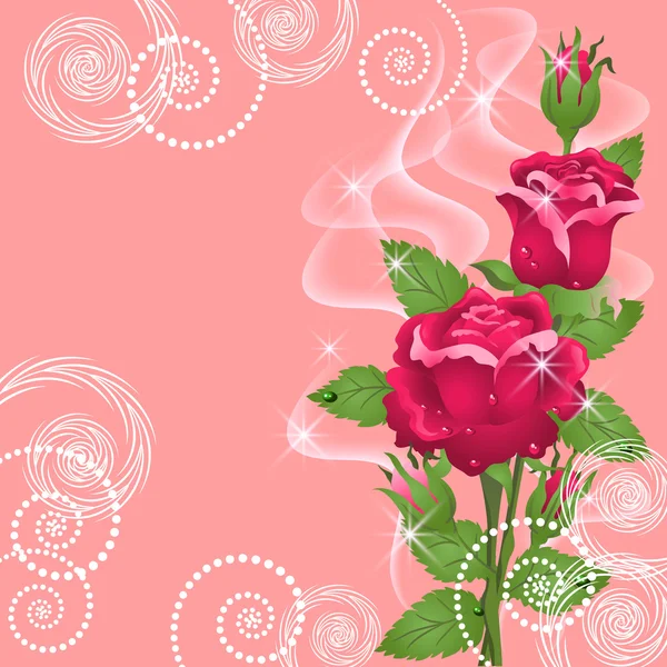 Rosas, humo y estrellas — Vector de stock