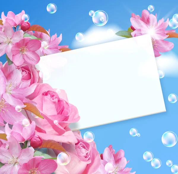 Kártya virággal — Stock Fotó