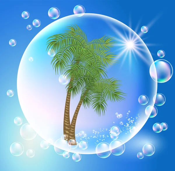 Palms and bubbles — Stock Vector