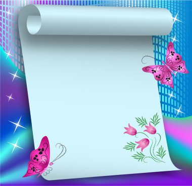 Magic background with paper scroll clipart