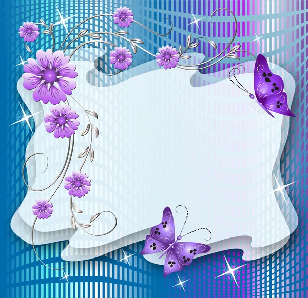 Floral φόντο με πεταλούδες και μια θέση για το κείμενο ή φωτογραφία — Διανυσματικό Αρχείο