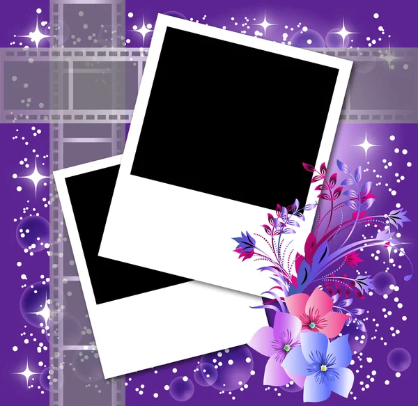 Sida layout fotoalbum med blommor — Stock vektor