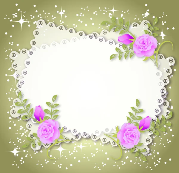 Floral background with stars and a place for text or photo — Stock Vector