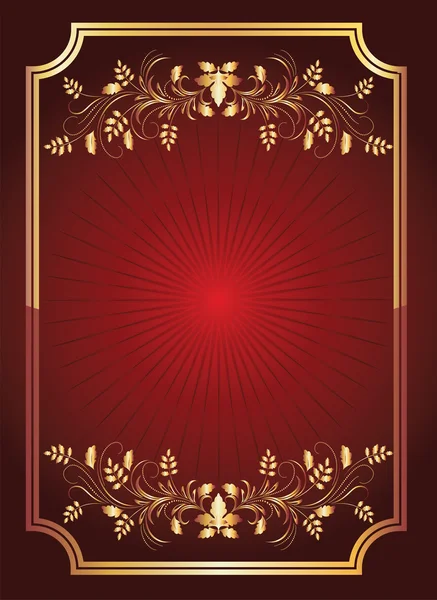 Rode achtergrond met gouden ornament — Stockvector