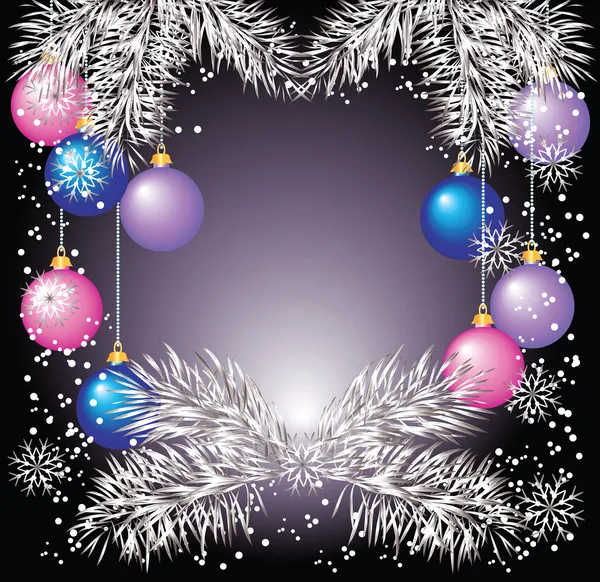 Jul bakgrund med silver fir kvistar — Stock vektor