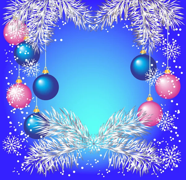 Fond de Noël avec des brindilles de sapin argenté — Image vectorielle