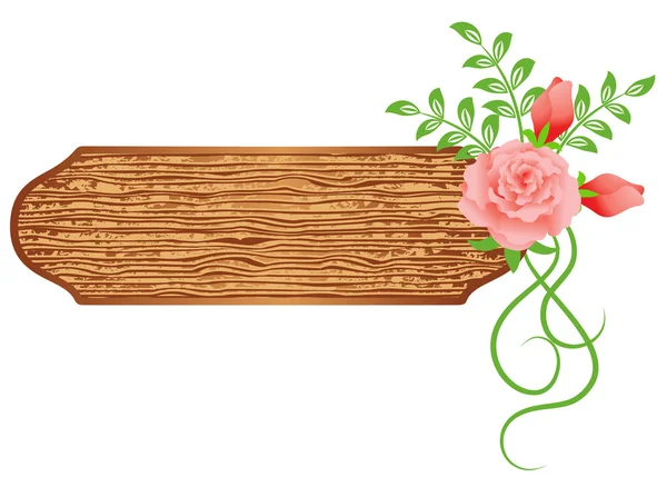 Fundo com textura de madeira e flores — Vetor de Stock