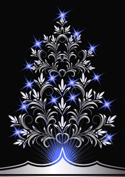 Noel gümüş kürk-ağaç — Stok Vektör