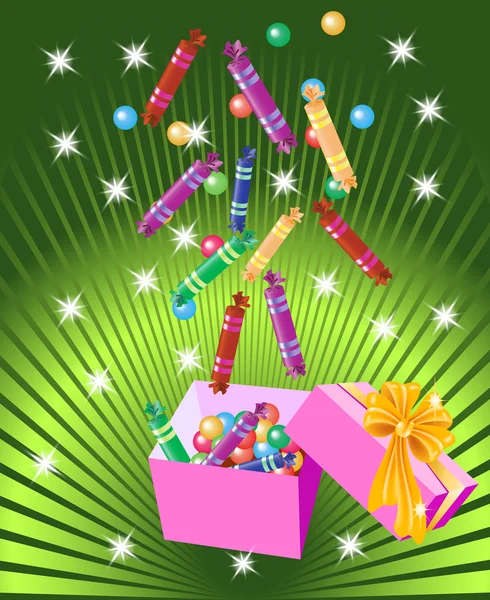 Caja de regalo de Navidad de dulces — Vector de stock