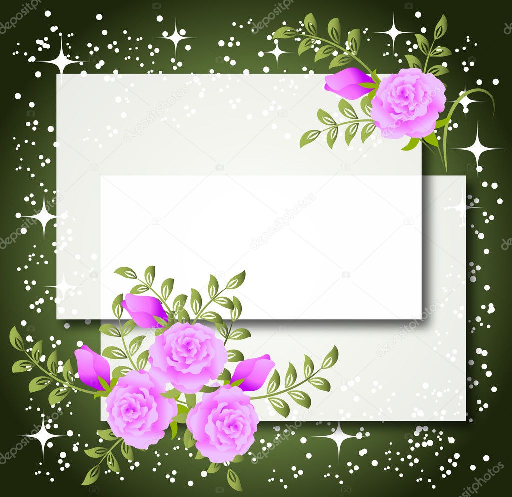 Floral vector background with paper