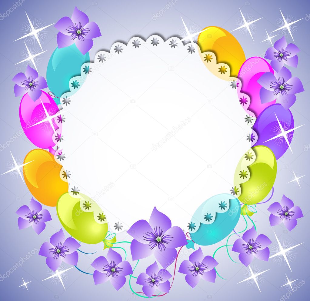 Magic floral background with balloons