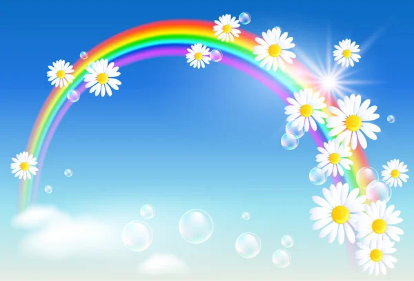 Rainbow och blommor — Stock vektor