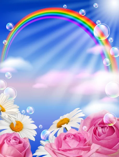 虹と花 — ストック写真