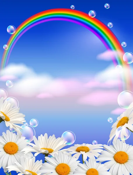 Rainbow a květiny — Stock fotografie