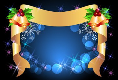 Christmas background with golden ribbon clipart