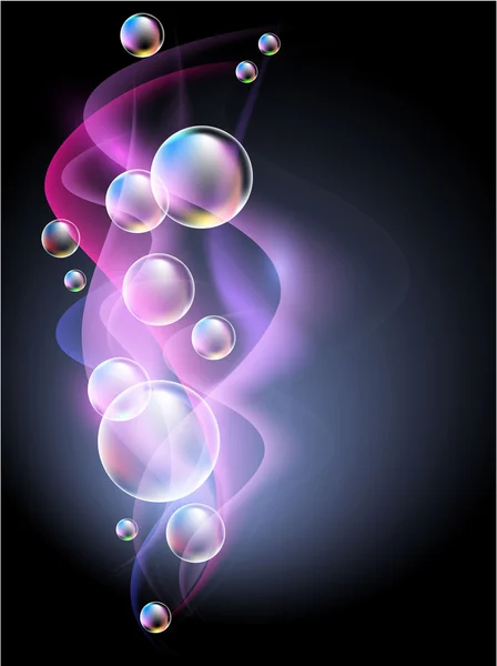 Fond lumineux avec fumée et bulles — Image vectorielle
