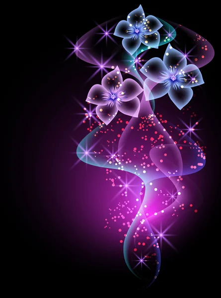 Fond lumineux avec des fleurs et des étoiles — Image vectorielle