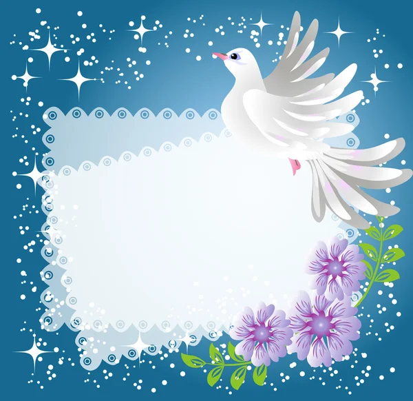 Hintergrund mit Taube und Blumen — Stockvektor