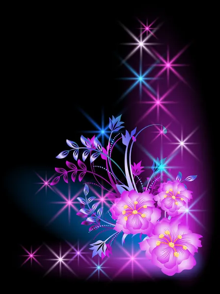 Fleurs et étoiles — Image vectorielle