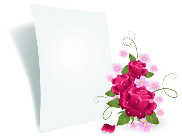 Roses and paper for your text — Stock Vector