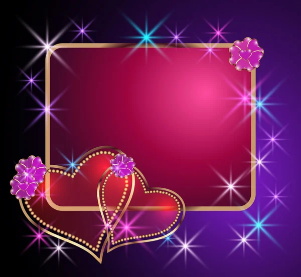 Glowing background with heart and stars — Stock Vector