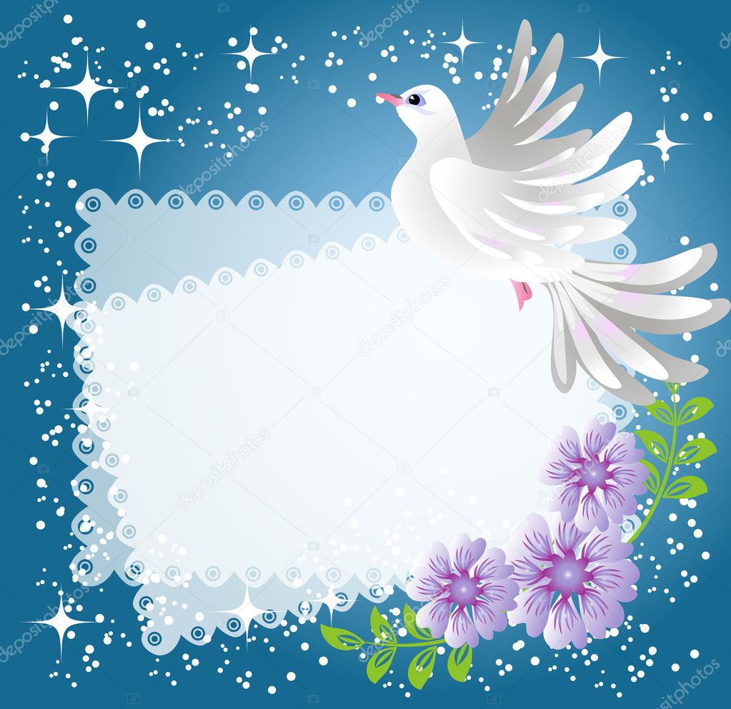 Background with dove and flowers