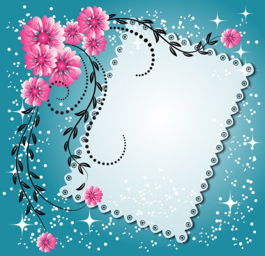 Floral background with stars and a place for text or photo clipart