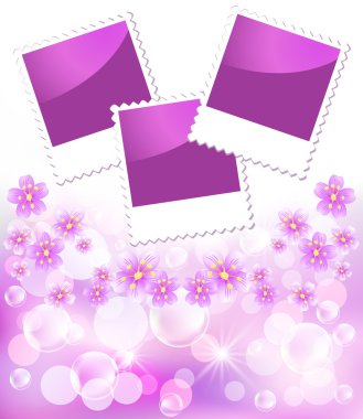 Floral background with photo frame clipart