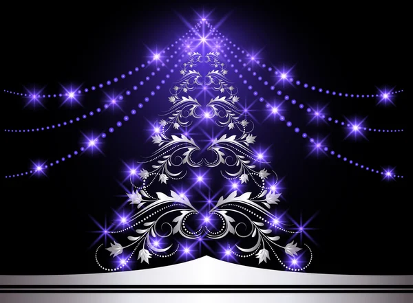 银毛皮-圣诞树 — 图库矢量图片