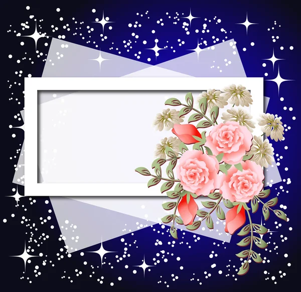 Fondo floral con estrellas y un lugar para texto o foto — Vector de stock