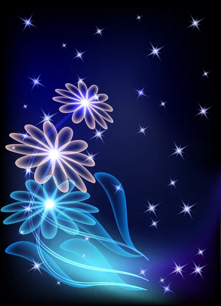 透明鲜花和星星 — 图库矢量图片